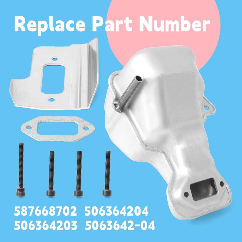 GLOXTED 587668702 Muffler Kit Compatible with Husqvarna K750 K760 Concrete Saw Cutter, Replace 506364204 506364203 5063642-04 - Image 3